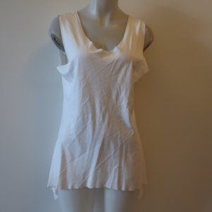 WOMENS PLANET OFF-WHITE SLEEVELESS ASYMMETRIC HEM TOP 2 *
